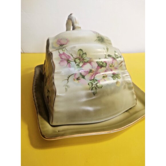 Vintage Nippon hand-painted porcelain covered cheese dish - Picture 3 of 10